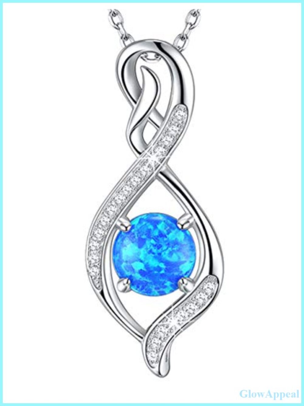 925 Sterling Silver Infinity Necklace 18K White Gold Plated Adjustable 18-32"